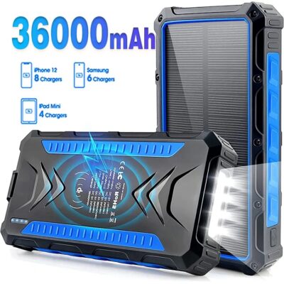 36000mAh Mobile Phone Smart Solar Power Bank